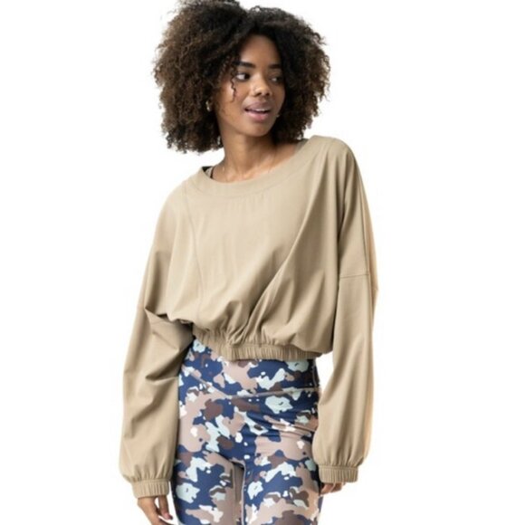 Balance Athletica Vitality Women’s Size XL Outlander Crew Cropped Sweater Tan - Picture 1 of 11